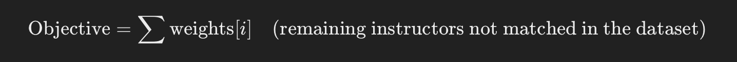 Instructor Filter Objective Function